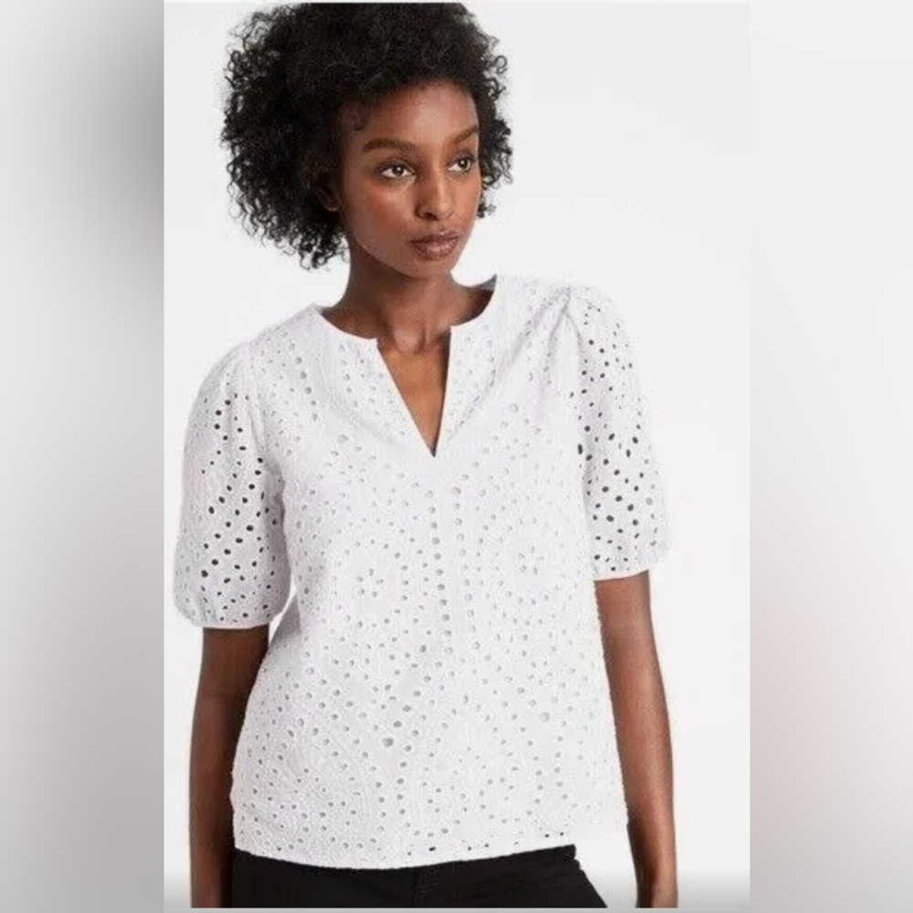 Elegant White Eyelet Blouse